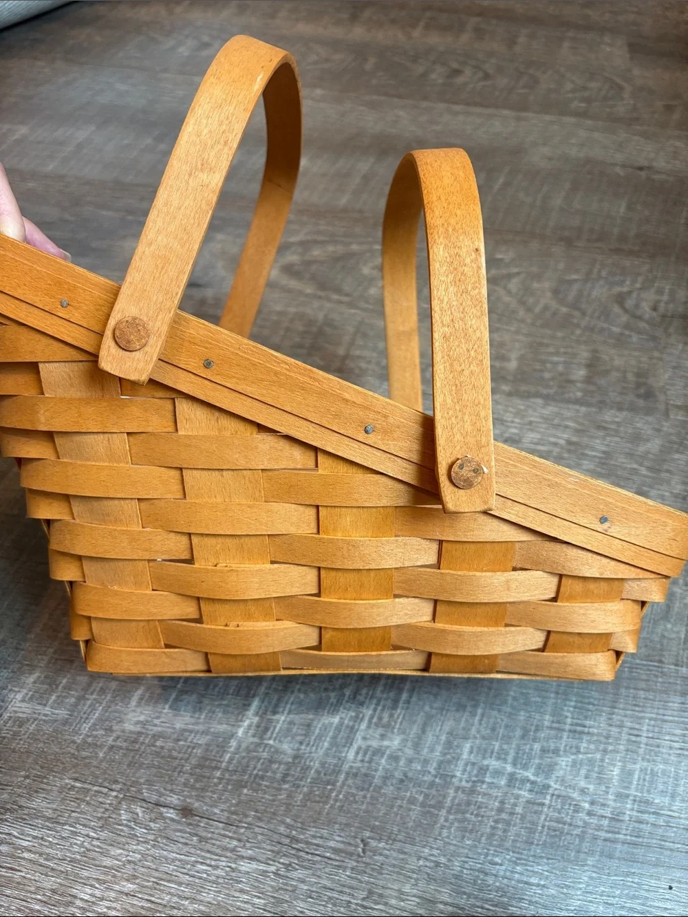 Longaberger Medium Vegetable Basket w/ Protector Handles Vintage